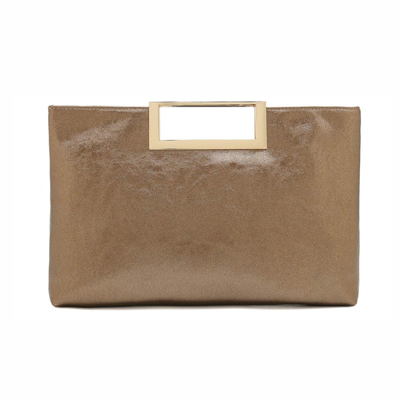 CHARMING TAILOR Fashion PU Leather Handbag Stylish Women Convertible Clutch Purse (Bronze) - Image 1